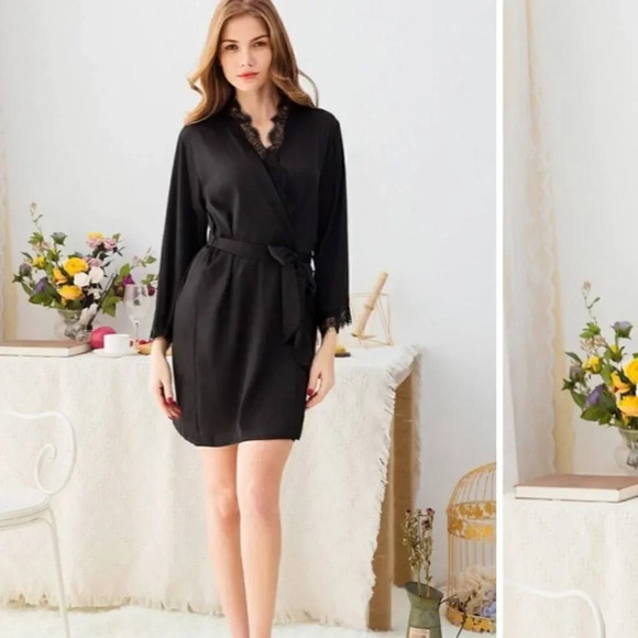 Shein black satin like robe - Picture 10 of 11